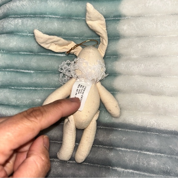 Easter Adorable Cream Bunny Plush with Pink Bow - Picture 2 of 3